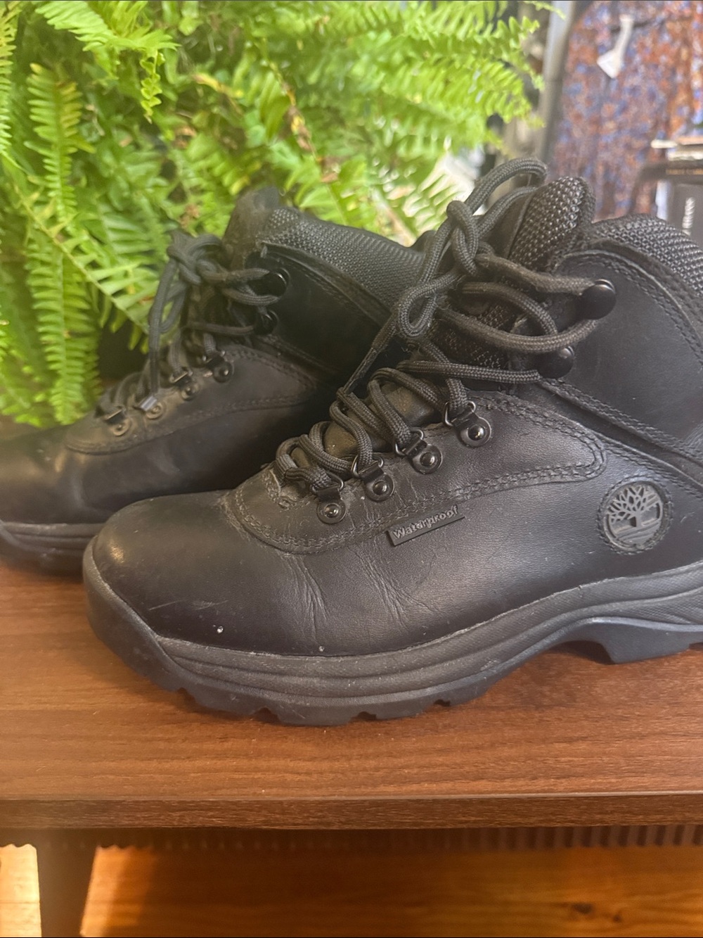 Timberland Black Lace-Up Waterproof Leather Hikers